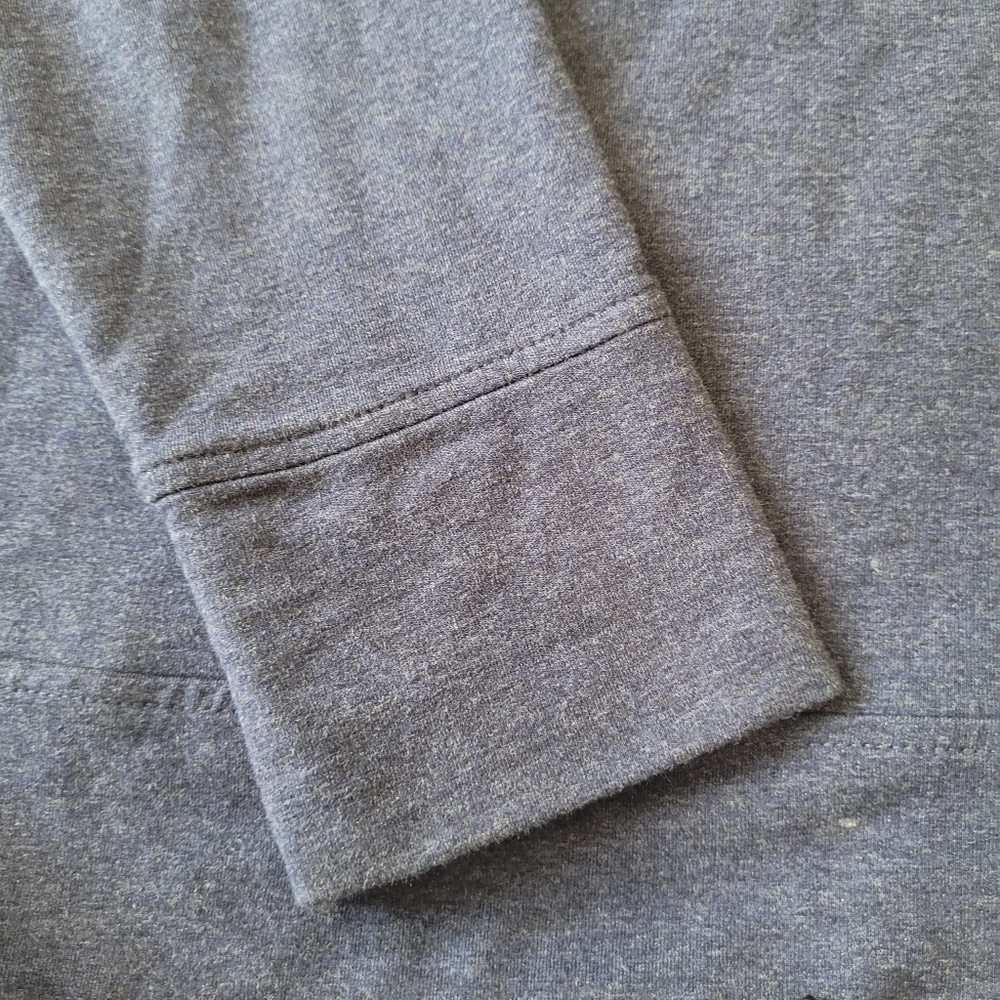 Athleta Vneck Cropped Pullover Sweater Size Large Drawstring Waist Heather Blue - Picture 5 of 7